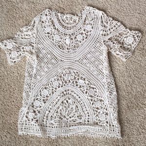 Crocheted cream top